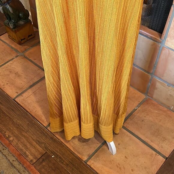 Zara Knit Yellow-Orange Knotted Shoulder Strap Maxi Dress, S! - Picture 3 of 9